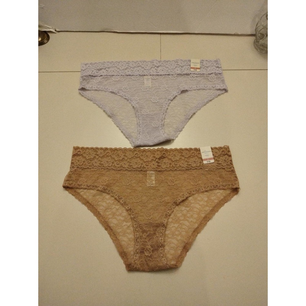 Arizona cheeky lace panties. Set 2. Lavender and beige. Size Large